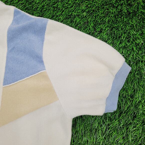 Vintage 80s MOD Terry Zip Sweatshirt Women Medium 19x23 Crop - Picture 9 of 9